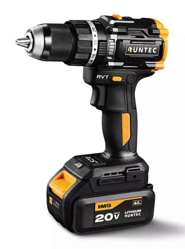 Дрель-шуруповерт аккумуляторная ударная 20 В,100 Нм, 2*4 Ач, бесщеточный двиг. RUNTEC PRO Дрель-шуруповерт аккумуляторная ударная 20 В,100 Нм, 2*4 Ач, бесщеточный двиг. RUNTEC PRO