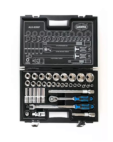 Набор головок торцевых 1/2" 8-36 мм, 6 гр., 35 предм. Licota Набор головок торцевых 1/2" 8-36 мм, 6 гр., 35 предм. Licota