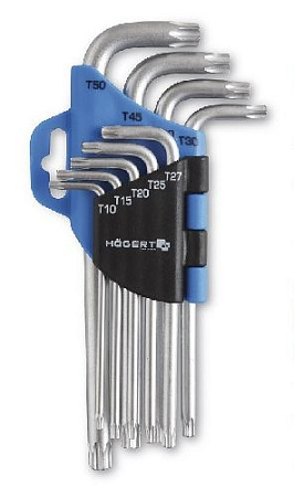 Набор ключей TORX угловых Т10-Т50 (9 шт) HOEGERT Набор ключей TORX угловых Т10-Т50 (9 шт) HOEGERT