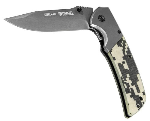 Нож складной 220 мм, система liner-lock, с накладкой g10 Denzel Нож складной 220 мм, система liner-lock, с накладкой g10 Denzel