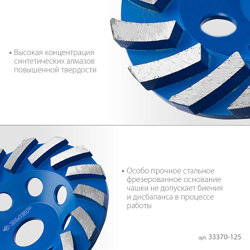 Чашка алмазная сегментная 125 мм Турбо ЗУБР Профессионал Чашка алмазная сегментная 125 мм Турбо ЗУБР Профессионал