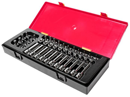 Набор головок торцевых 3/8" "Е - профиль", 41 предм. в ложемент-кейсе JTC Набор головок торцевых 3/8" "Е - профиль", 41 предм. в ложемент-кейсе JTC