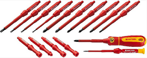 Набор отверток диэлектрических 18 шт (до 1000 В) KRAFTOOL Х-Drive Electro Набор отверток диэлектрических 18 шт (до 1000 В) KRAFTOOL Х-Drive Electro