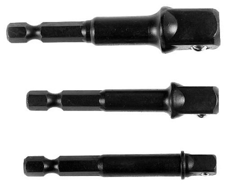 Набор адаптеров с Е 1/4" на квадрат 1/2", 3/8", 1/4" KRAFTOOL Набор адаптеров с Е 1/4" на квадрат 1/2", 3/8", 1/4" KRAFTOOL