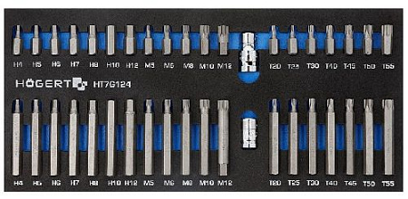Набор бит 40 предм. (Torx, Spline, Hex) ложемент EVA HOEGERT HT7G124 Набор бит 40 предм. (Torx, Spline, Hex) ложемент EVA HOEGERT HT7G124
