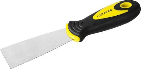 Шпатель 40 мм нержавеющее профилированное полотно, 2к ручка STAYER "MASTER" Шпатель 40 мм нержавеющее профилированное полотно, 2к ручка STAYER "MASTER"