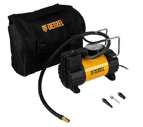 Компрессор автомобильный 7 атм, 37 л/мин, 3 насадки Denzel AC-37 Компрессор автомобильный 7 атм, 37 л/мин, 3 насадки Denzel AC-37
