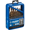 Набор сверл по металлу 1-10 мм (19 шт.) Р6М5, класс А с покрытием из нитрид-титана ЗУБР ТИТАН Набор сверл по металлу 1-10 мм (19 шт.) Р6М5, класс А с покрытием из нитрид-титана ЗУБР ТИТАН