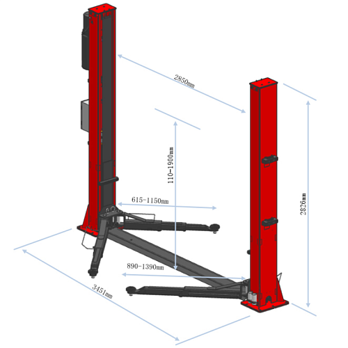 Подъемник 2-стоечный 4,0 т с нижней синхронизацией, электр.спуск 220 В GTE Подъемник 2-стоечный 4,0 т с нижней синхронизацией, электр.спуск 220 В GTE
