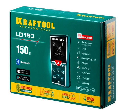 Дальномер лазерный 150 м, точность 1,5 мм KRAFTOOL LD-150 Дальномер лазерный 150 м, точность 1,5 мм KRAFTOOL LD-150