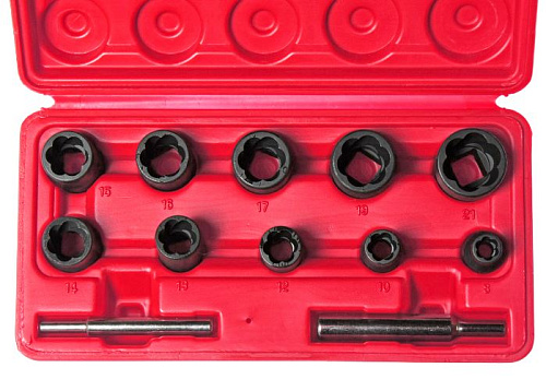 Набор головок для скругленного крепежа 1/2", 3/8", 8-21 мм (12 предм) JTC Набор головок для скругленного крепежа 1/2", 3/8", 8-21 мм (12 предм) JTC