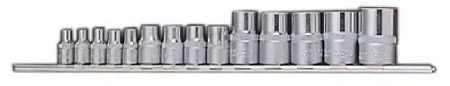 Набор головок торцевых E 4-E24 (1/4", 3/8", 1/2") 14 предм. на линейке Licota Набор головок торцевых E 4-E24 (1/4", 3/8", 1/2") 14 предм. на линейке Licota