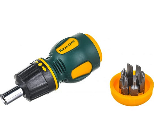 Отвертка реверсивная с насадками 6 предм KRAFTOOL Kompakt-6 Отвертка реверсивная с насадками 6 предм KRAFTOOL Kompakt-6