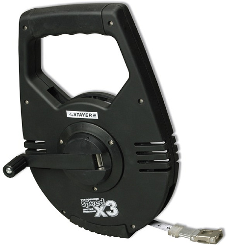 Лента мерная 50 м*13 мм геодезическая в металл корпусе, редукторный механизм 3:1 STAYER "Racer" Лента мерная 50 м*13 мм геодезическая в металл корпусе, редукторный механизм 3:1 STAYER "Racer"