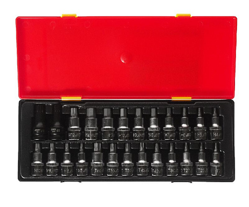 Набор головок торцевых со вставками 1/2" TORX, HEX, SPLINE 25 предм. в ложемент-кейсе JTC Набор головок торцевых со вставками 1/2" TORX, HEX, SPLINE 25 предм. в ложемент-кейсе JTC