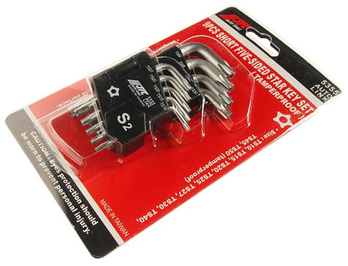 Набор ключей TORX угловых ТS10-ТS50 (9 шт.) с отверстием JTC Набор ключей TORX угловых ТS10-ТS50 (9 шт.) с отверстием JTC