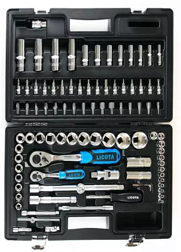 Набор инструмента 94 предм. (1/2", 1/4") 6-гр, в кейсе Licota Набор инструмента 94 предм. (1/2", 1/4") 6-гр, в кейсе Licota