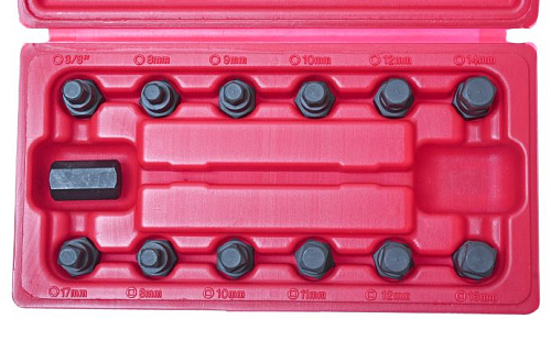 Набор головок для отворачивания масляных пробок 13 предм. JTC Набор головок для отворачивания масляных пробок 13 предм. JTC