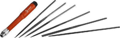 Набор надфилей 160 мм (6 шт) с цанговым зажимом ЗУБР Набор надфилей 160 мм (6 шт) с цанговым зажимом ЗУБР