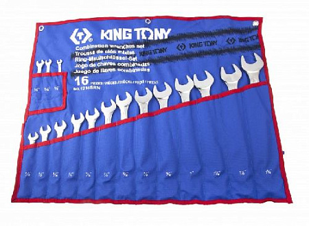 Набор ключей комбинированных 1/4"-1 1/4" (16 шт.) в сумке KING TONY 1216SRN Набор ключей комбинированных 1/4"-1 1/4" (16 шт.) в сумке KING TONY 1216SRN