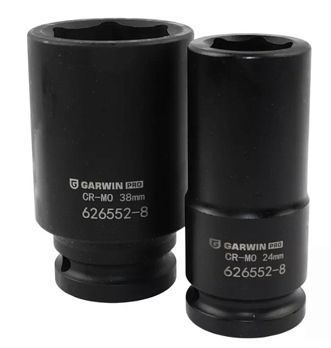 Набор головок торцевых ударных глубоких 17-38 мм (3/4") 6 гр, 8 предм GARWIN Набор головок торцевых ударных глубоких 17-38 мм (3/4") 6 гр, 8 предм GARWIN