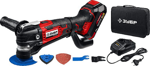 Реноватор аккумуляторный 18 В, Li-lon, 1*2 Ач, тип С1-18, набор насадок, сумка ЗУБР Мастер Реноватор аккумуляторный 18 В, Li-lon, 1*2 Ач, тип С1-18, набор насадок, сумка ЗУБР Мастер