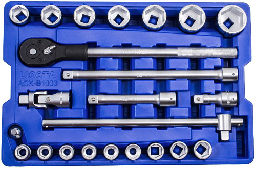 Набор головок торцевых 19-50 мм (3/4") 6 гр., 23 предм. в ложемент-кейсе Licota Набор головок торцевых 19-50 мм (3/4") 6 гр., 23 предм. в ложемент-кейсе Licota