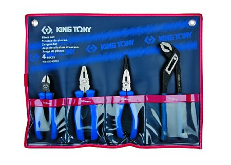 Набор шарнирно-губцевого инструмента 4 предм. в сумке-скрутке KING TONY 42104GP01 Набор шарнирно-губцевого инструмента 4 предм. в сумке-скрутке KING TONY 42104GP01