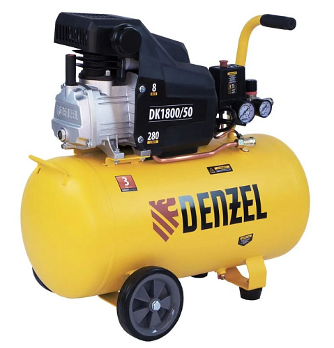 Компрессор масляный прямой привод 50 л, 1,8 кВт, 280 л/мин, 8 бар, 230 В Denzel DK1800/50, Х-PRO Компрессор масляный прямой привод 50 л, 1,8 кВт, 280 л/мин, 8 бар, 230 В Denzel DK1800/50, Х-PRO