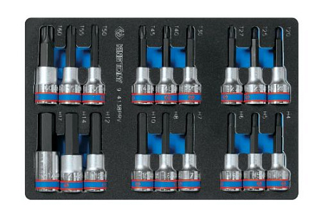 Набор насадок торцевых 1/2", Torx, Hex, L = 80 мм, ложемент, 18 предметов KING TONY 9-4138PRV Набор насадок торцевых 1/2", Torx, Hex, L = 80 мм, ложемент, 18 предметов KING TONY 9-4138PRV