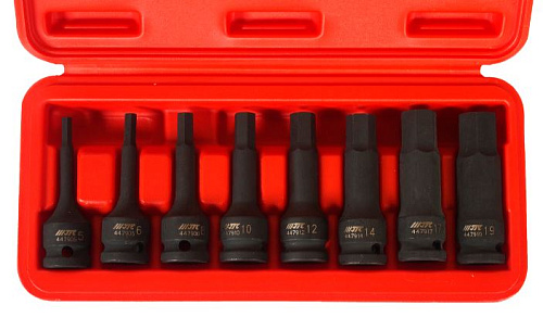 Набор шестигранников ударных 1/2" Н5-Н19 мм (8 предм) JTC Набор шестигранников ударных 1/2" Н5-Н19 мм (8 предм) JTC