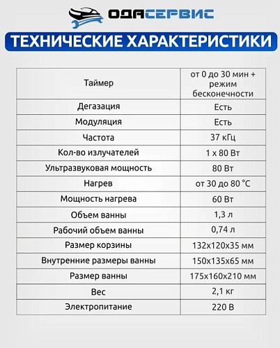 Ванна ультразвуковая 1,3 л с подогревом и аналоговым управлением ОДА Сервис Ванна ультразвуковая 1,3 л с подогревом и аналоговым управлением ОДА Сервис