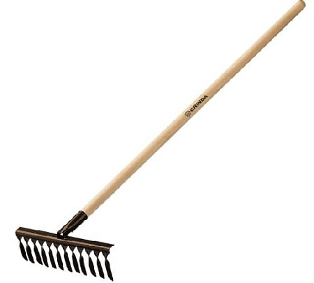 Грабли 12-ти зубые витые, 384х95х1300 мм с деревянным черенком GRINDA Грабли 12-ти зубые витые, 384х95х1300 мм с деревянным черенком GRINDA