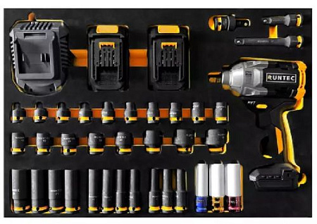 Набор головок торцевых 8-32 мм (1/2") 6 гр., 53 предм. с аккум. гайковертом RUNTEC Набор головок торцевых 8-32 мм (1/2") 6 гр., 53 предм. с аккум. гайковертом RUNTEC