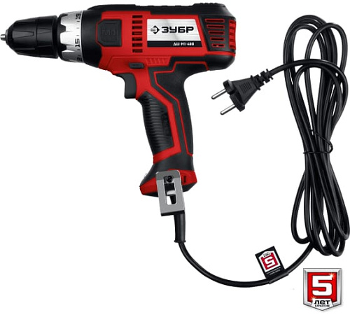 Дрель-шуруповерт сетевая, 400 Вт, 0-750 об/мин ЗУБР Дрель-шуруповерт сетевая, 400 Вт, 0-750 об/мин ЗУБР