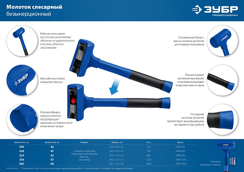 Молоток безинерционный 450 г, 42 мм ЗУБР БМО Молоток безинерционный 450 г, 42 мм ЗУБР БМО
