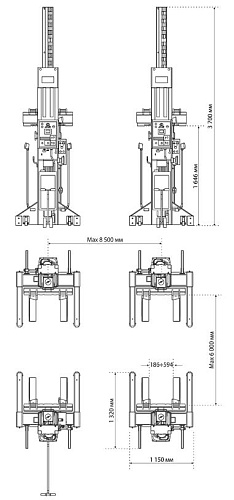 Подъемник передвижной электрогидравлический г/п 36 т, 6 стойки СИВИК ПГП-36000/6 Подъемник передвижной электрогидравлический г/п 36 т, 6 стойки СИВИК ПГП-36000/6
