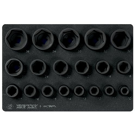 Набор головок торцевых ударных 10-36 мм (1/2") 6 гр., 19 предм в ложементе EVA KING TONY 9-4429MPV Набор головок торцевых ударных 10-36 мм (1/2") 6 гр., 19 предм в ложементе EVA KING TONY 9-4429MPV