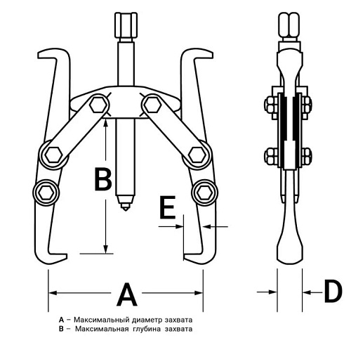 Съемник с двумя удлиненными захватами 4" GARWIN Съемник с двумя удлиненными захватами 4" GARWIN