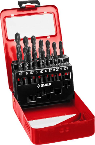 Набор сверл по металлу 1-10 мм (19 шт.) Р4М2, класс В ЗУБР Мастер Набор сверл по металлу 1-10 мм (19 шт.) Р4М2, класс В ЗУБР Мастер