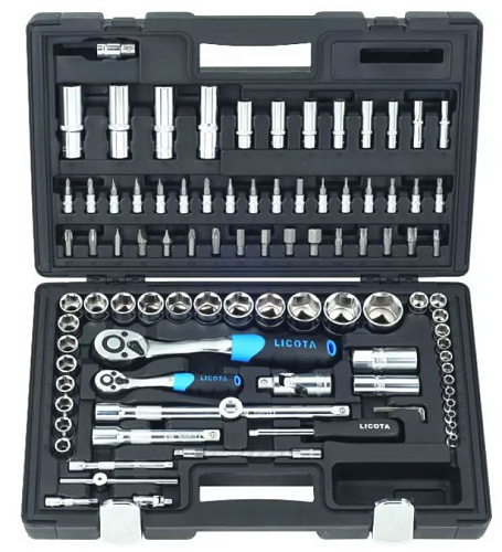 Набор инструмента 94 предм. (1/2", 1/4") 6-гр, в кейсе Licota Набор инструмента 94 предм. (1/2", 1/4") 6-гр, в кейсе Licota