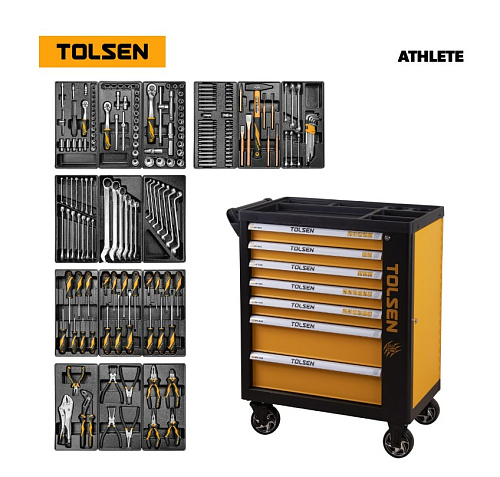 Тележка инструментальная 7 полок, 189 предм TOLSEN ATHLETE TT85412 Тележка инструментальная 7 полок, 189 предм TOLSEN ATHLETE TT85412