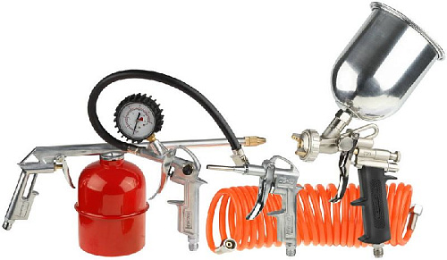 Набор пневмоинструмента с верхним бачком, 5 предм STAYER ORION-5G Набор пневмоинструмента с верхним бачком, 5 предм STAYER ORION-5G