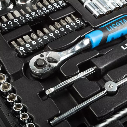 Набор инструмента 143 предм (1/4", 1/2") в пластиковом кейсе Licota Набор инструмента 143 предм (1/4", 1/2") в пластиковом кейсе Licota