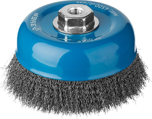 Щетка чашечная 150 мм/М14 для УШМ витая стальная проволока 0,3 мм ЗУБР Щетка чашечная 150 мм/М14 для УШМ витая стальная проволока 0,3 мм ЗУБР