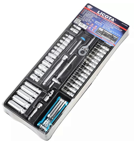 Набор головок торцевых 4-13 мм (1/4") 6 гр., 51 предм., в ложементе Licota Набор головок торцевых 4-13 мм (1/4") 6 гр., 51 предм., в ложементе Licota