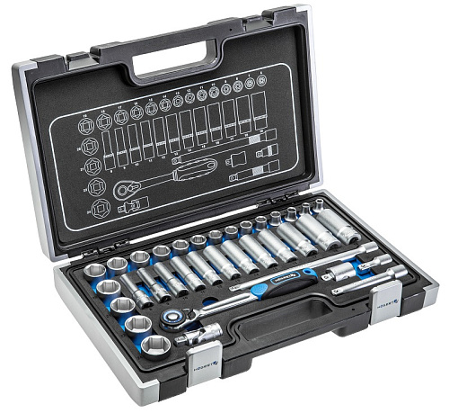 Набор головок торцевых 6-24 мм (3/8") 6 гр., 36 предм. HOEGERT Набор головок торцевых 6-24 мм (3/8") 6 гр., 36 предм. HOEGERT