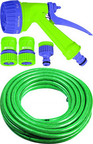 Набор поливочный, шланг 3/4" 25м, 7-реж пистолет, соединитель, адаптер Palisad Набор поливочный, шланг 3/4" 25м, 7-реж пистолет, соединитель, адаптер Palisad