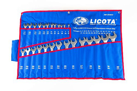 Набор ключей комбинированных 6-32 мм (26 шт) в скрутке Licota Набор ключей комбинированных 6-32 мм (26 шт) в скрутке Licota