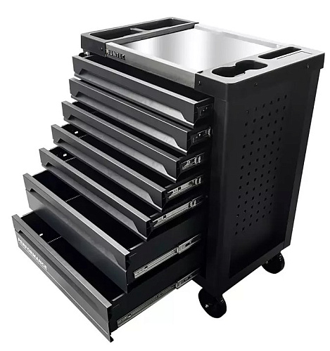 Тележка инструментальная 7 полок, серая, стальная столешница RUNTEC Performance Тележка инструментальная 7 полок, серая, стальная столешница RUNTEC Performance